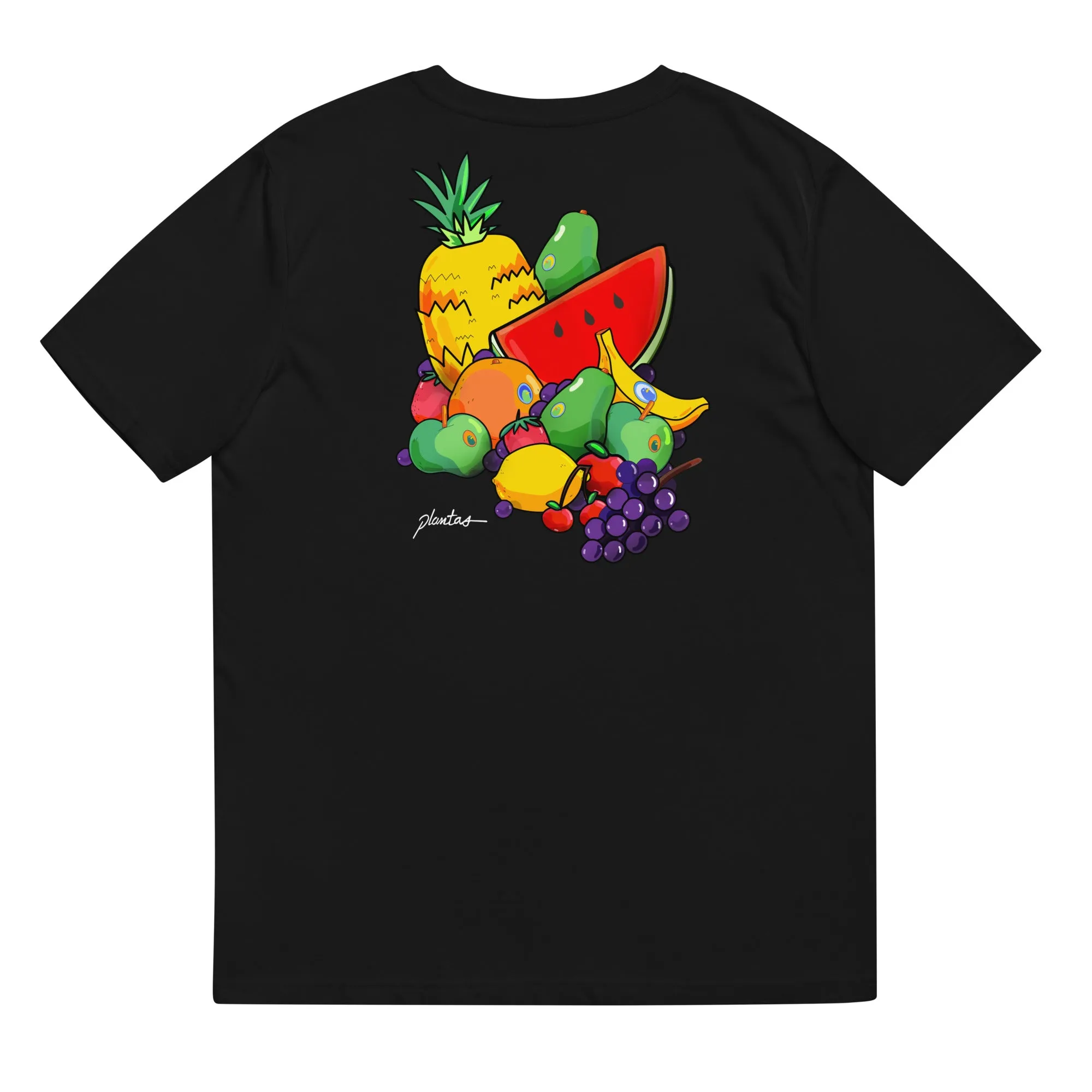 Organic cotton unisex t-shirt with fruits print.