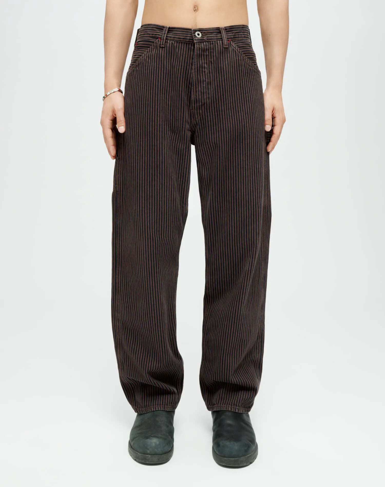 Painter Pants in Brown Hickory Stripe