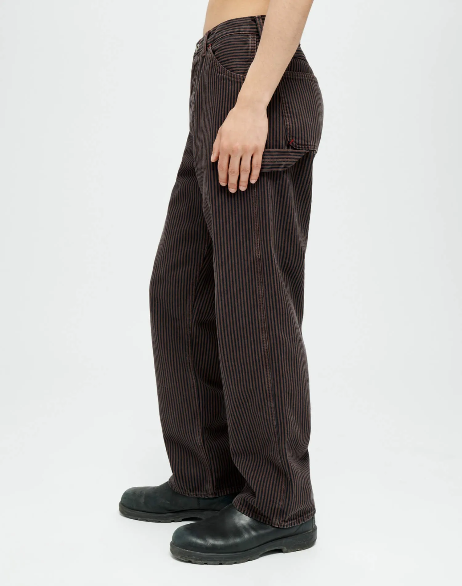 Painter Pants in Brown Hickory Stripe