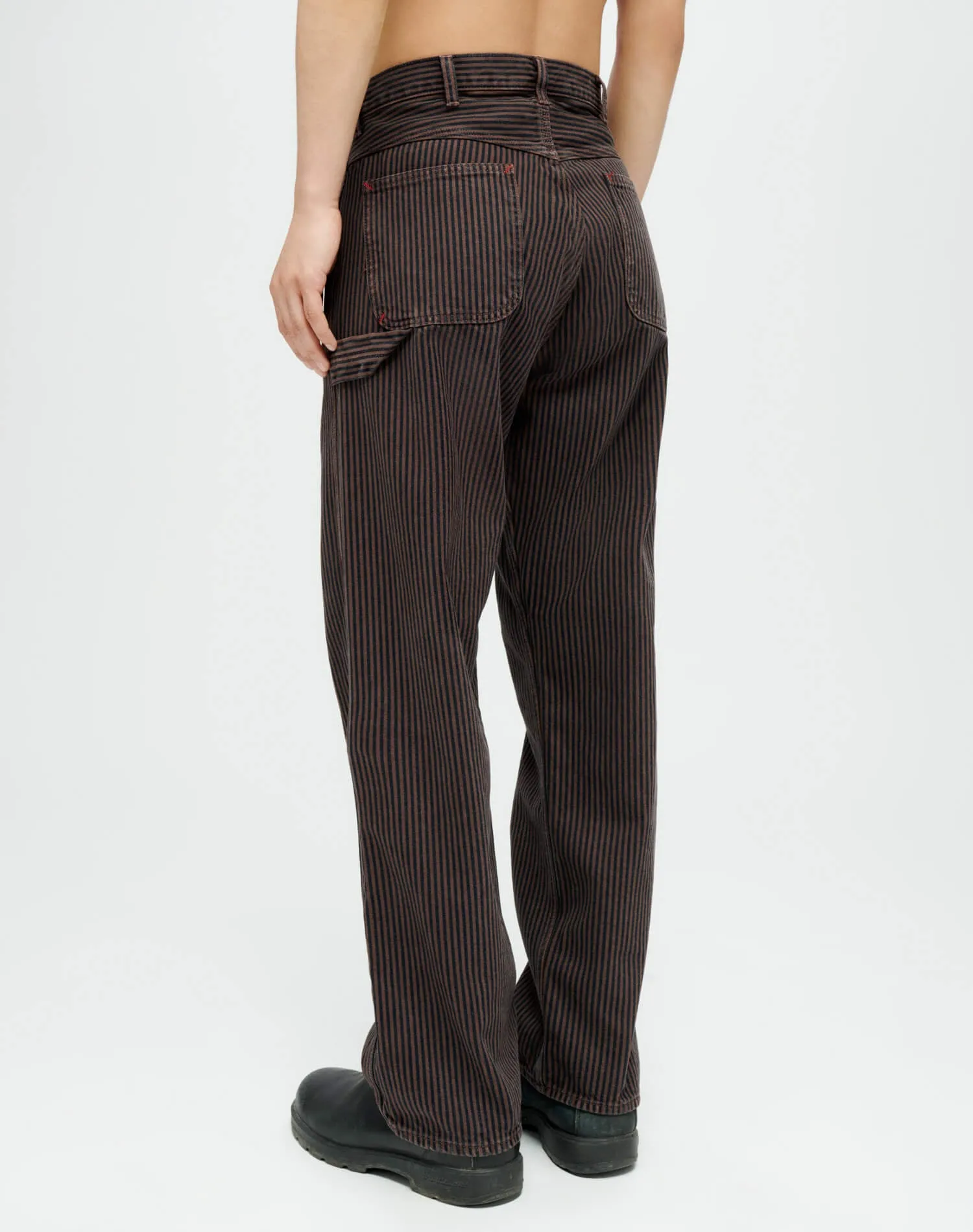 Painter Pants in Brown Hickory Stripe