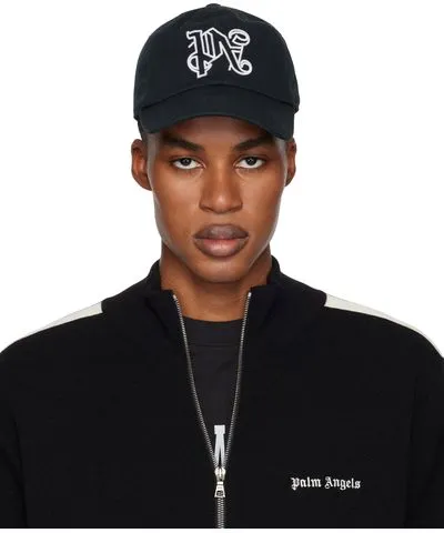 Palm Angels Black & Taupe Ripped Monogram Cap