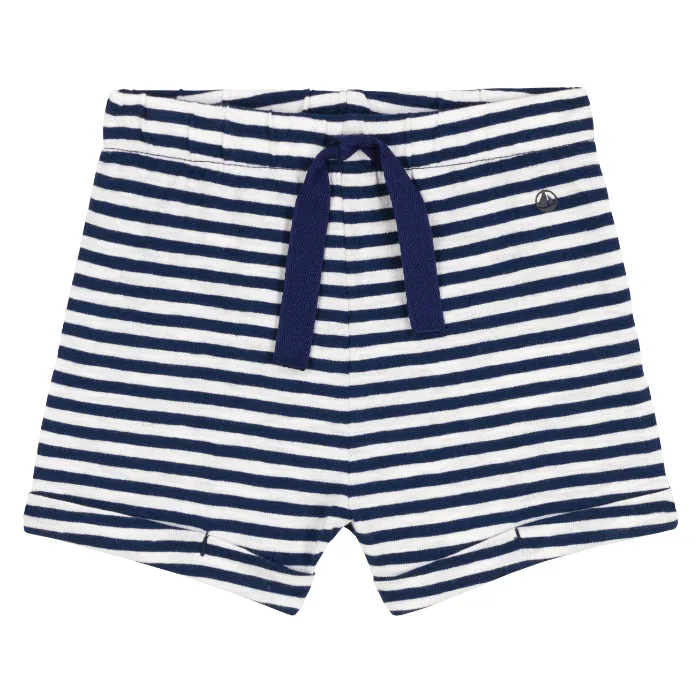 Medieval Navy Blue Striped Baby Shorts by Petit Bateau