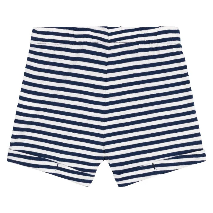 Medieval Navy Blue Striped Baby Shorts by Petit Bateau