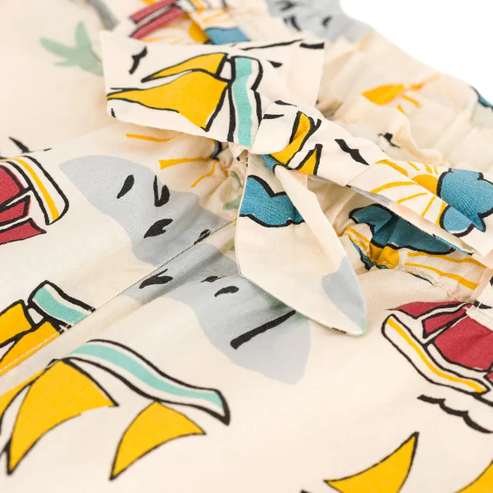 Avalanche Cream Child Shorts with Boat And Island Print by Petit Bateau