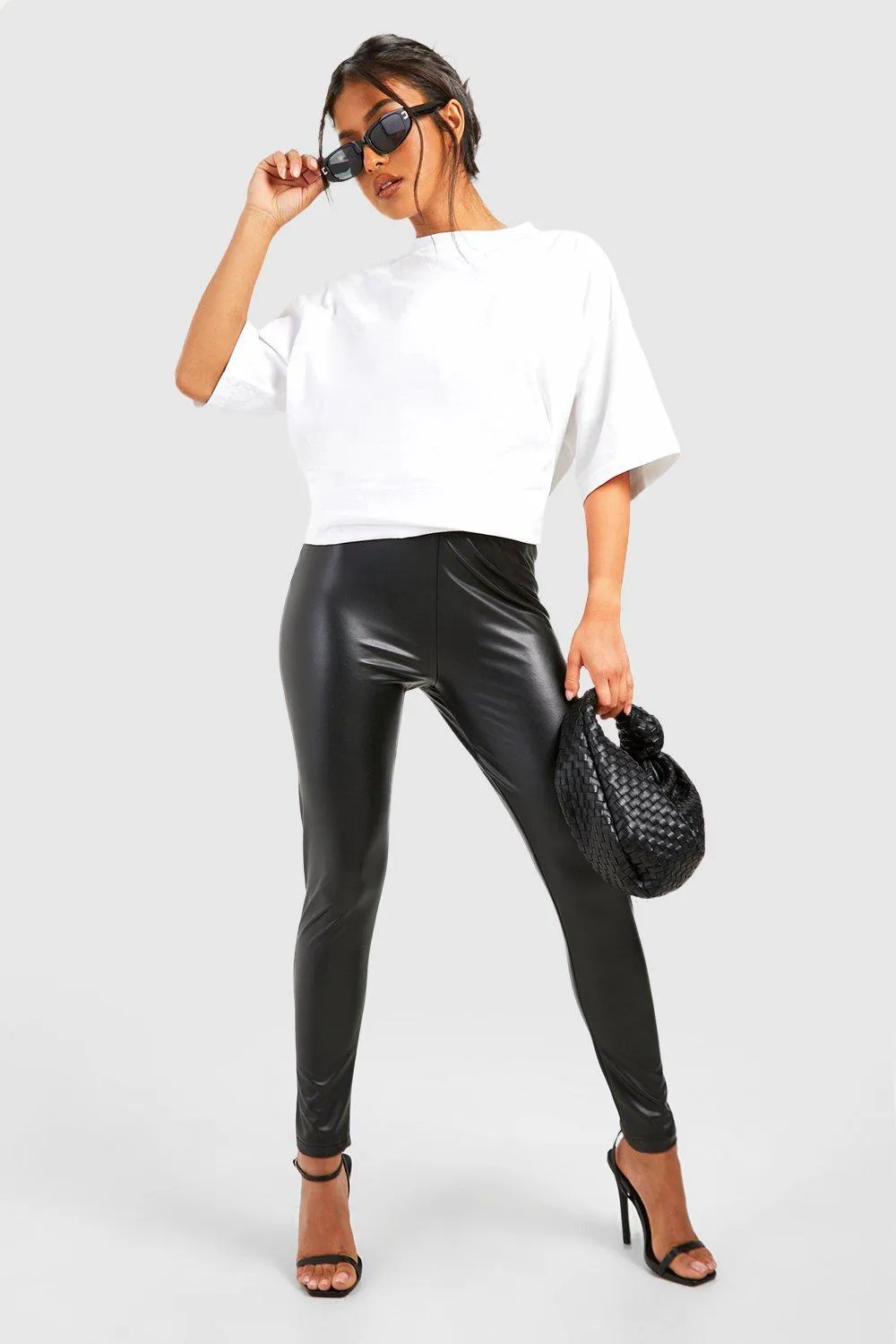 Petite Leather Look Leggings | Super Stretch | boohoo