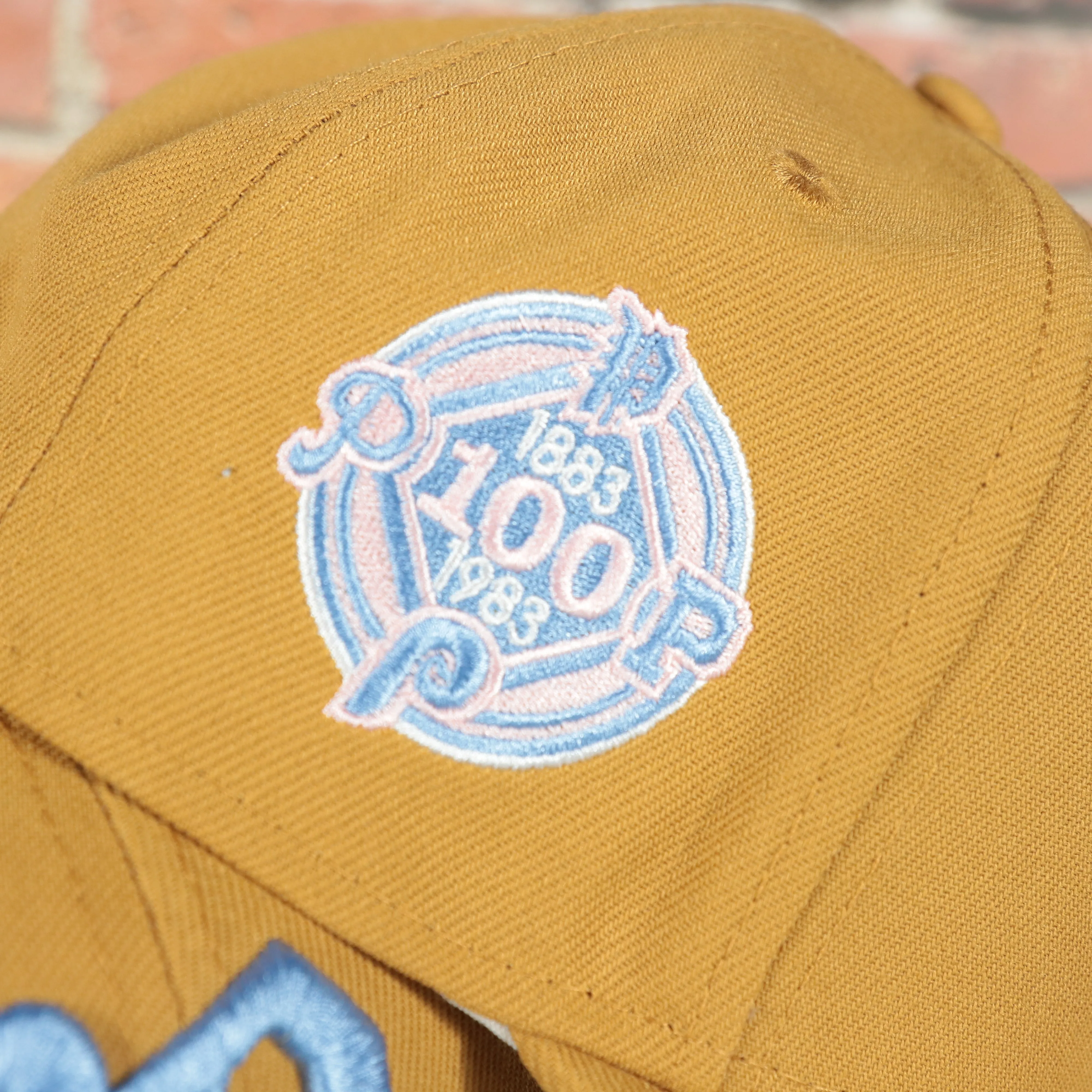 Philadelphia Phillies 1910 Logo 100th Anniversary Icy Blue UV 59Fifty Fitted Cap English Toffee Hoagie