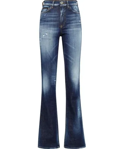 Philipp Plein Denim High Waisted Flare Trousers