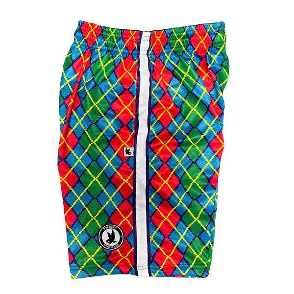 Pink and Green Pixel Argyle Shorts for Boys