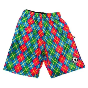 Pink and Green Pixel Argyle Shorts for Boys