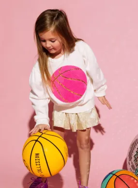 Pink Fuzzy Basketball Sweater