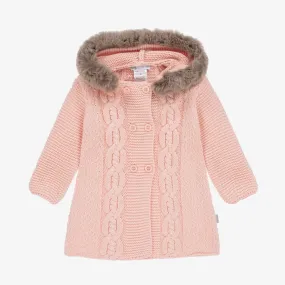 Pink Girls' Cotton Knit Baby Jacket