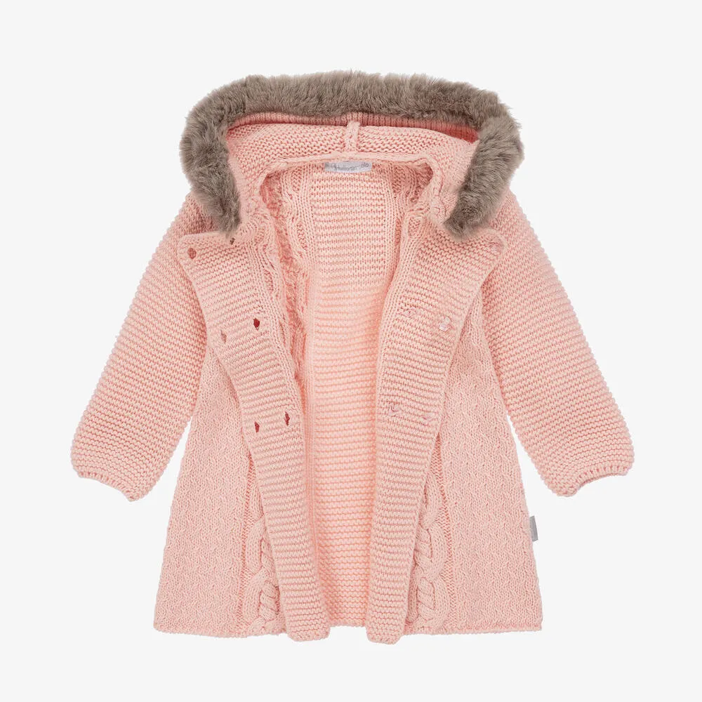 Pink Girls' Cotton Knit Baby Jacket