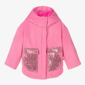 Pink Wool Hooded Coat for Girls