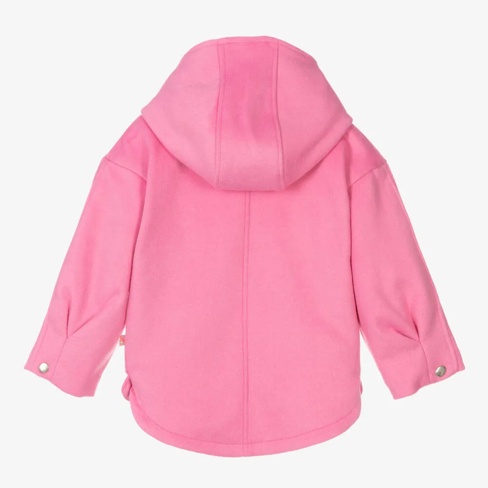 Pink Wool Hooded Coat for Girls