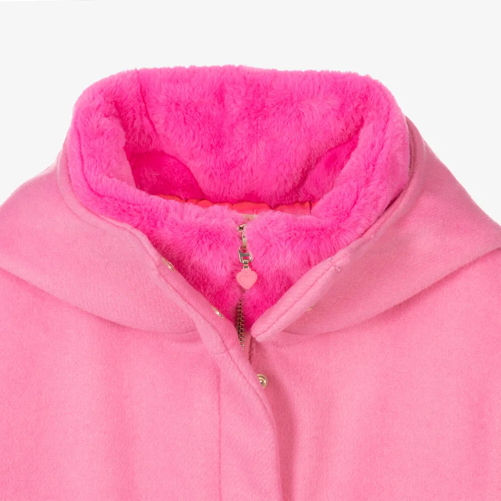 Pink Wool Hooded Coat for Girls