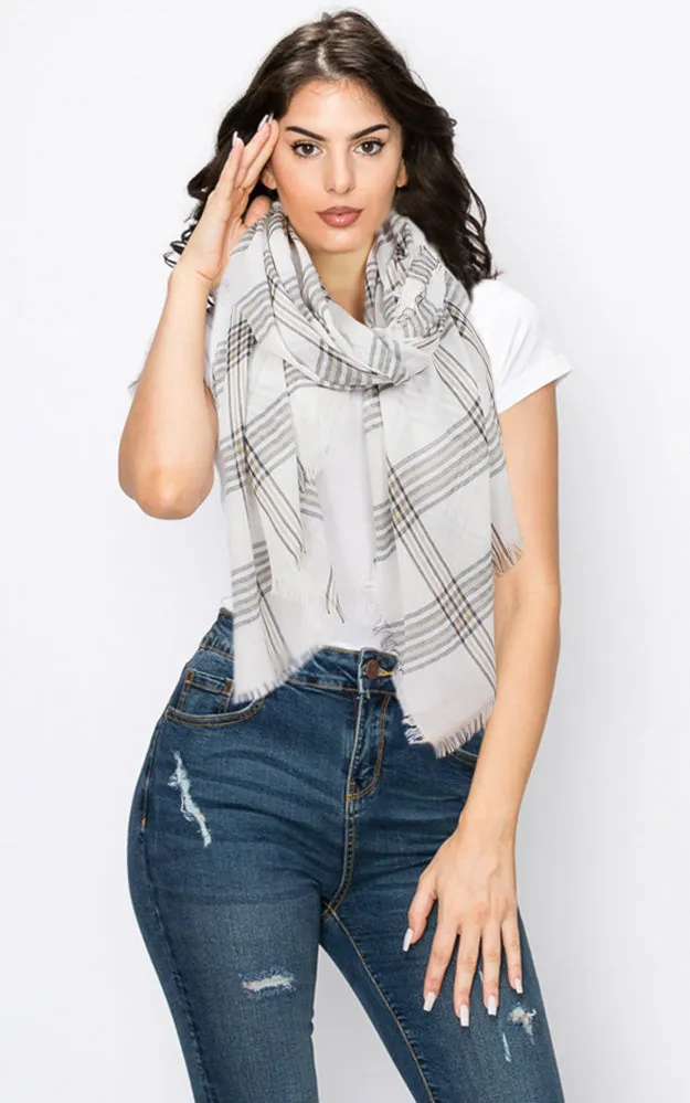 Plaid Scarf - EAS9603 Woven Oblong