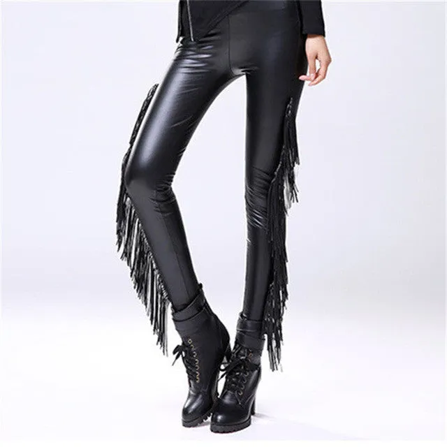 Plus Size High Quality Leather Ankle Leggings for Women - Autumn/Winter Fashion (71895 GS)