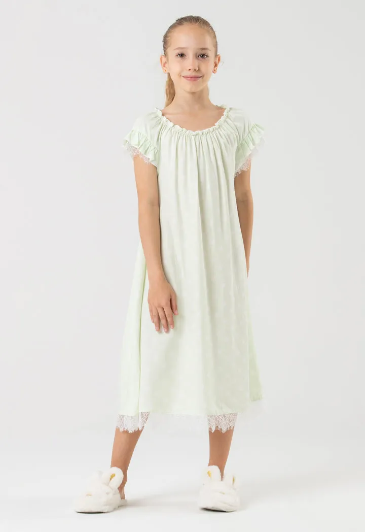 Polka Dot Ruffle Trim Nightgown