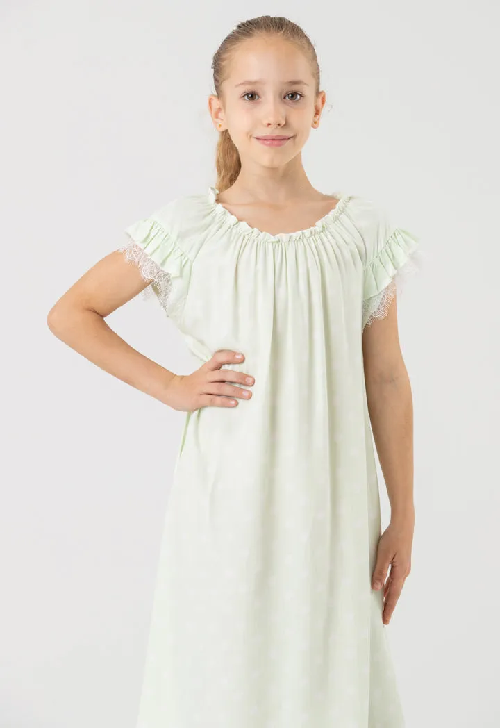 Polka Dot Ruffle Trim Nightgown