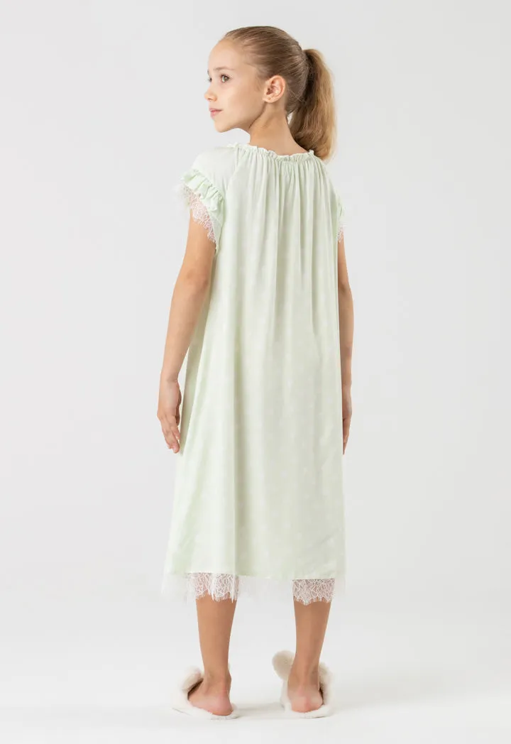 Polka Dot Ruffle Trim Nightgown