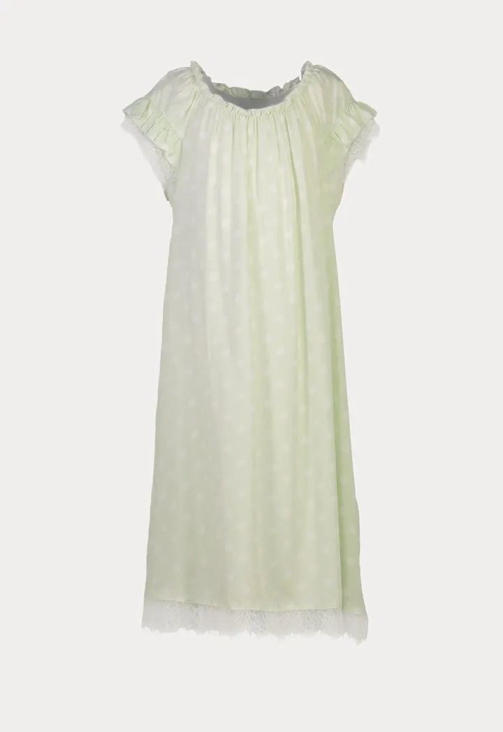 Polka Dot Ruffle Trim Nightgown