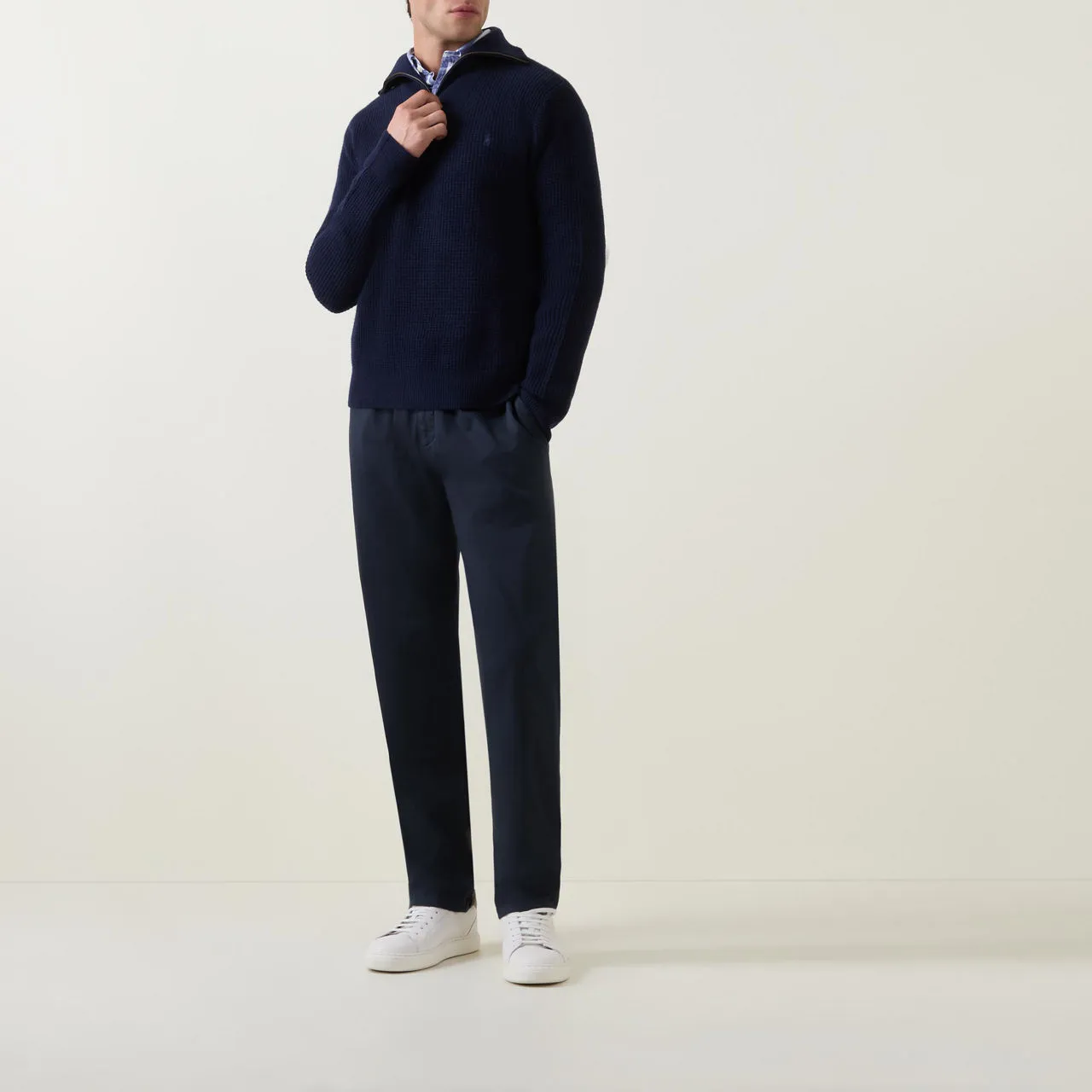 POLO RALPH LAUREN Navy Waffle Textured Half-Zip Sweater