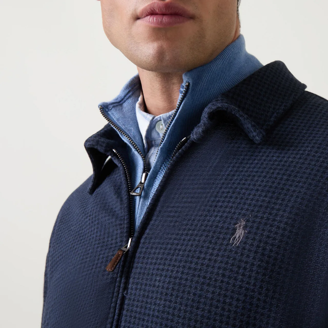 POLO RALPH LAUREN Navy Waffle Textured Half-Zip Sweater