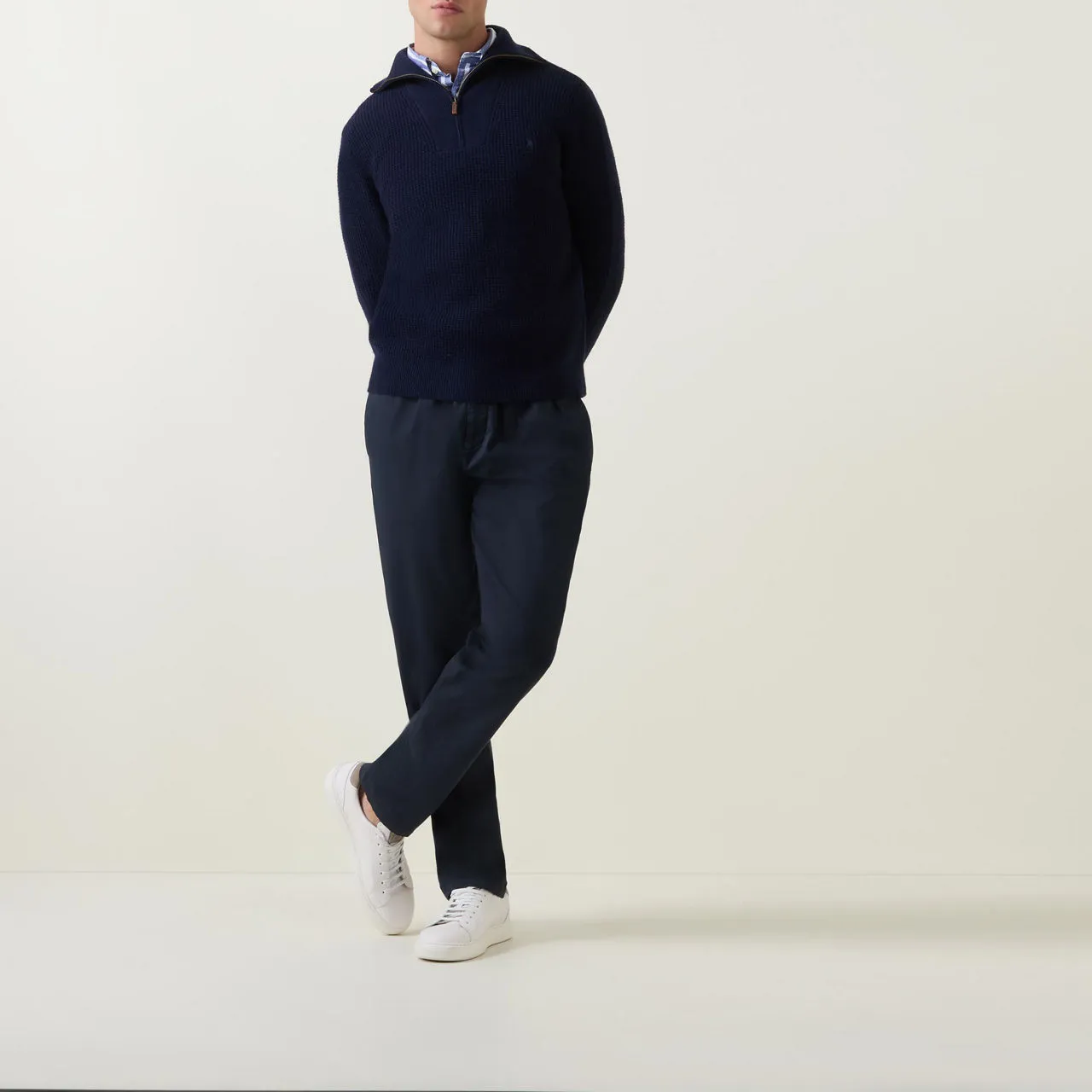 POLO RALPH LAUREN Navy Waffle Textured Half-Zip Sweater