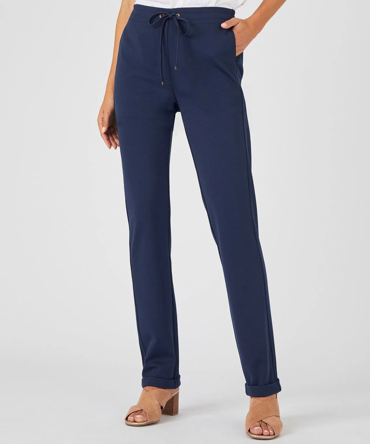 Tapered-leg Jersey Trousers in Ponte Fabric