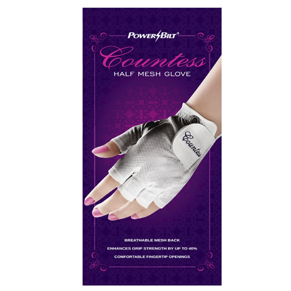 Powerbilt women's half-finger golf glove