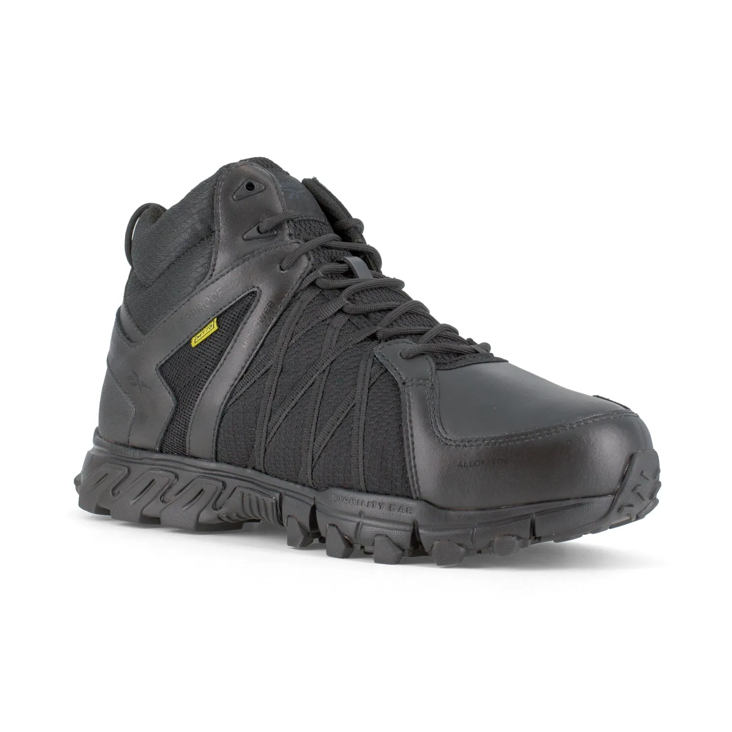 Reebok Women's Black Leather Work Boots with Trailgrip AT and MetGuard Integration