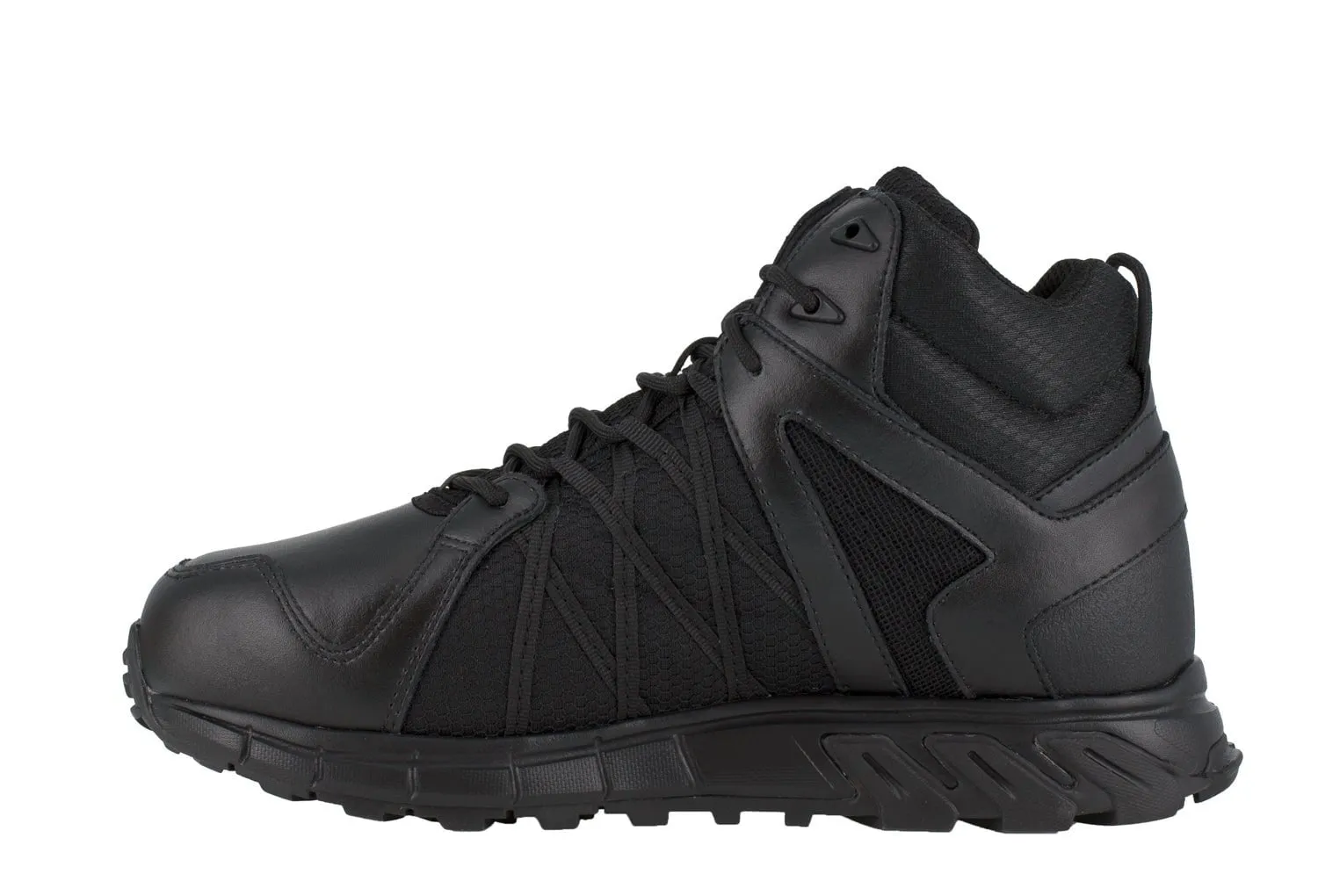 Reebok Women's Black Leather Work Boots with Trailgrip AT and MetGuard Integration