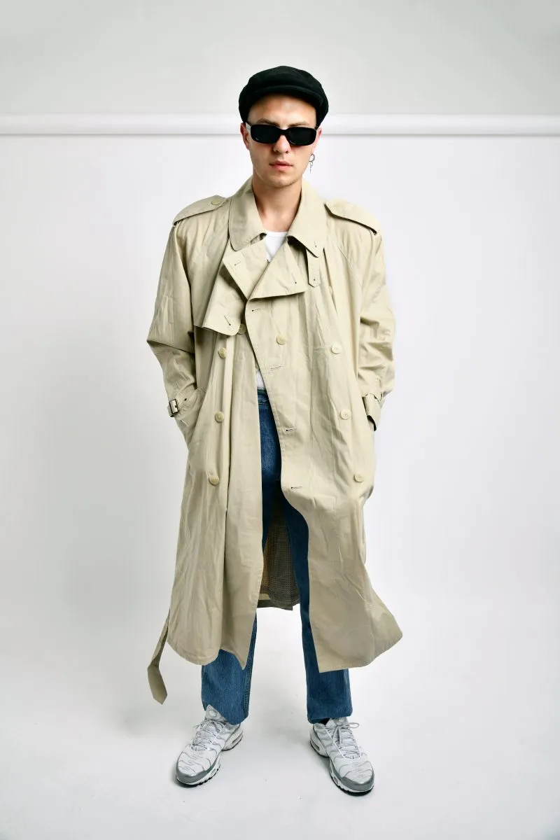 Beige Retro Detective Trench Coat