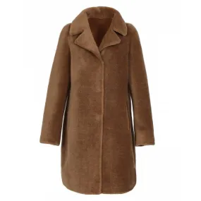 Reversible cognac wool coat with style number 64006