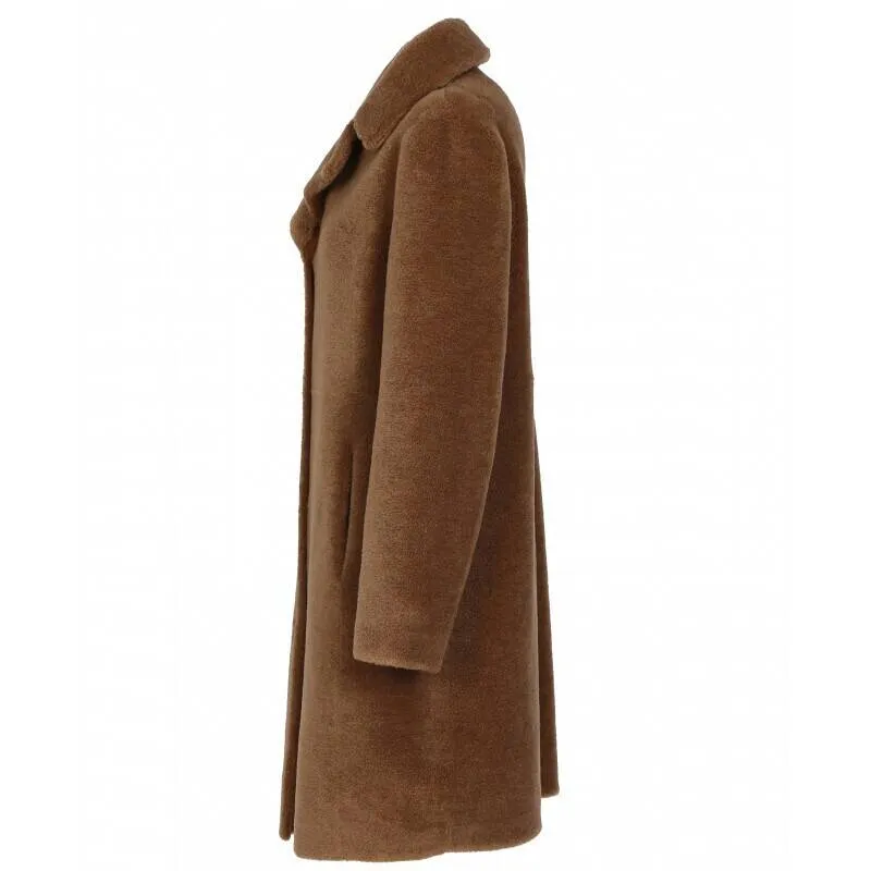 Reversible cognac wool coat with style number 64006