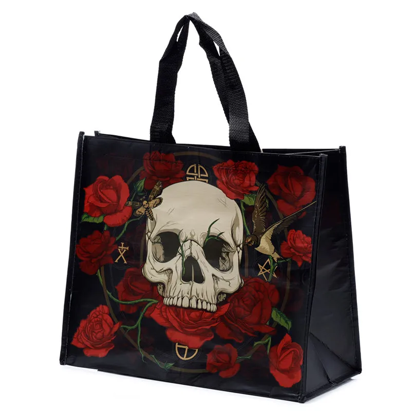 RPET Shopping Bag with Skulls and Roses - Reusable and Recycled