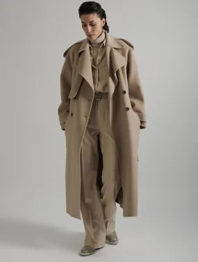 Sand Wool Belted Coat