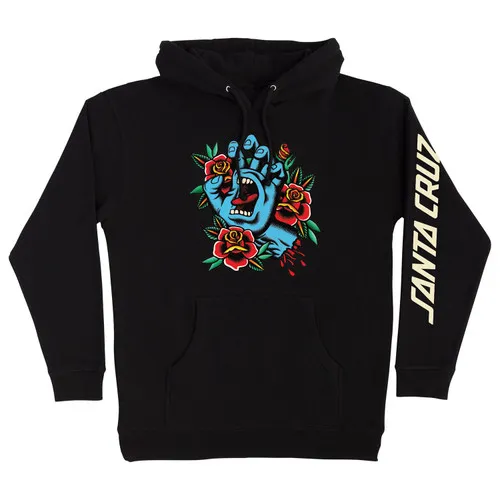 Santa Cruz Skateboards Hoody Black Pullover - Screaming Flash Design