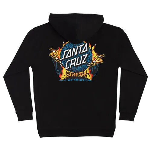 Santa Cruz Skateboards Knox Firepit Dot Faces Black Hoodie Pull over