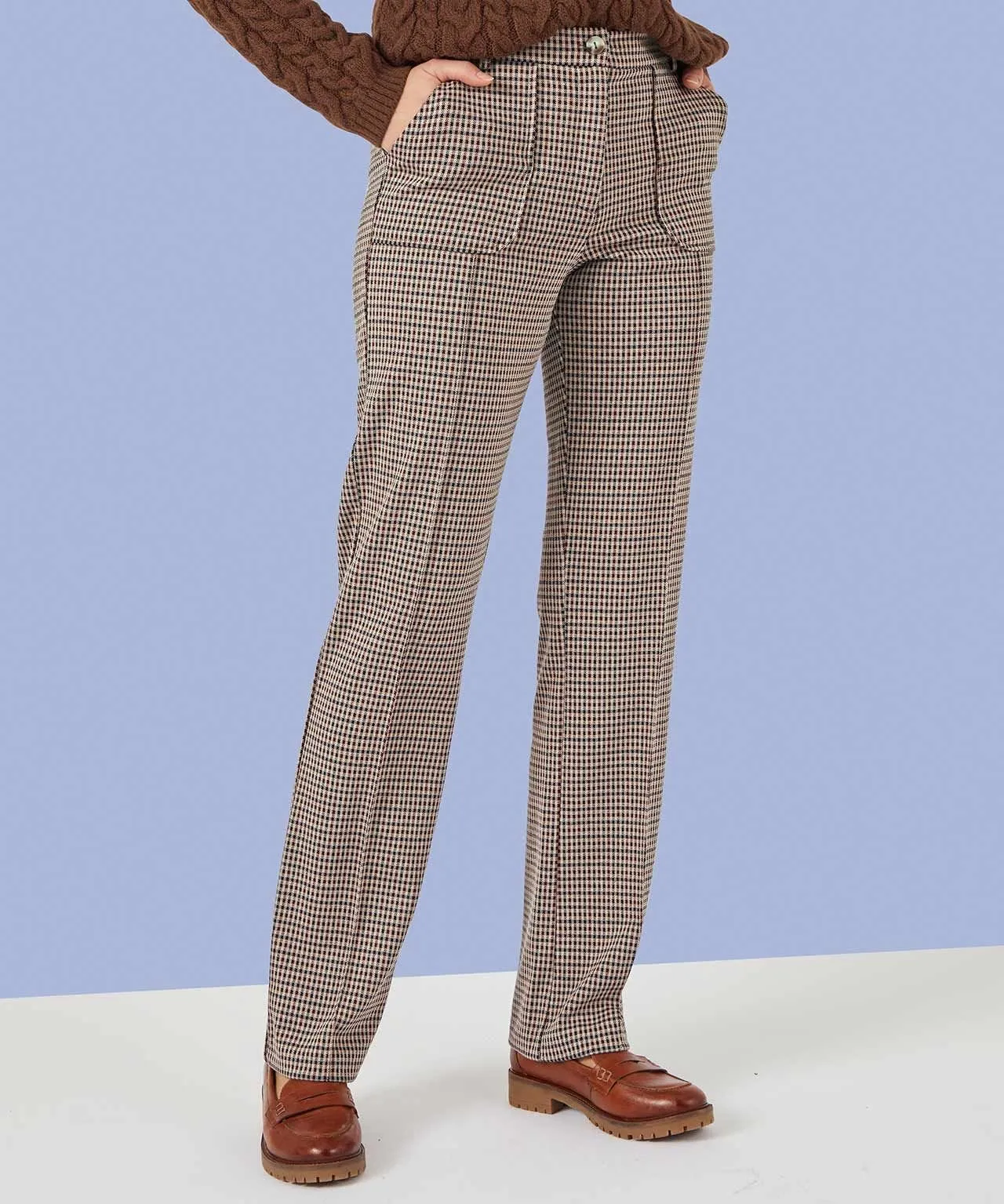 Check Knitted Trousers with Secret Stretch