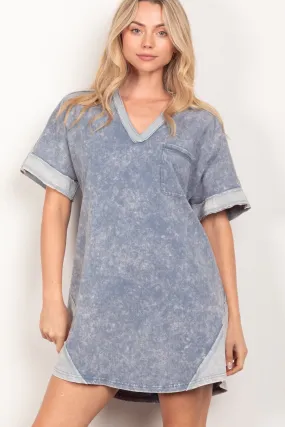 Short Sleeve V Neck Tee Dress