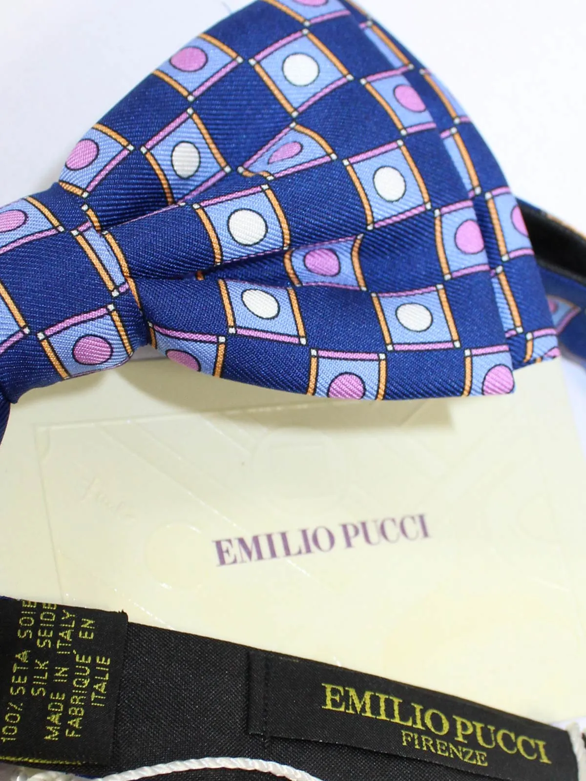 Silk Bow Tie Purple Pink Squares Dots Pre Tied FINAL SALE | Emilio Pucci