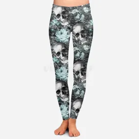 Skull Print Blue Leggings