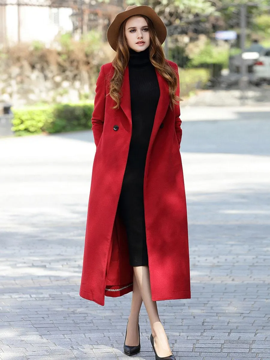 Solid Color Winter Long Coat 2024 - Women's Wrap Coat with Collar and Sash