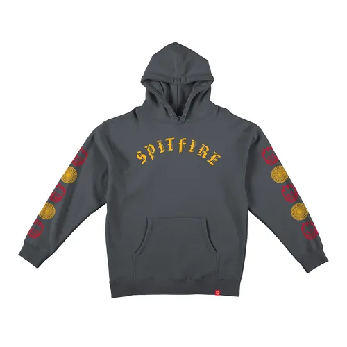 Spitfire Wheels Hoody Sweatshirt Old E Bighead Combo Sleeve Pullover Charcoal Gold Red - Google SEO Friendly