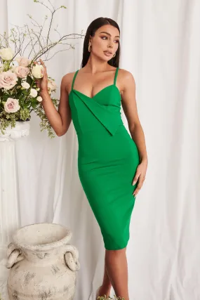 Spring Green SOPHIE Origami Folded Ponte Midi Dress