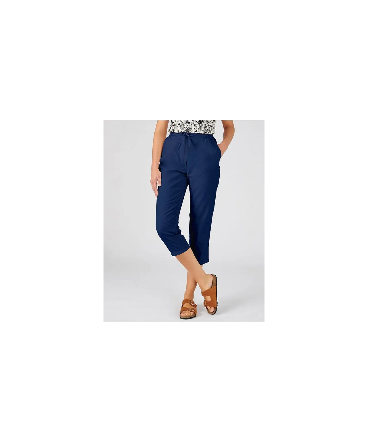 Cotton Crop Trousers Straight Leg