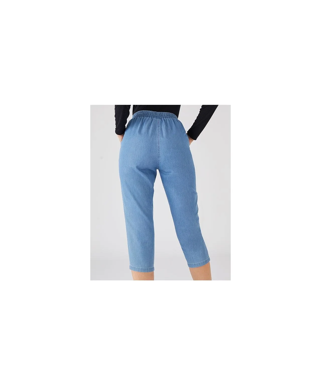 Cotton Crop Trousers Straight Leg