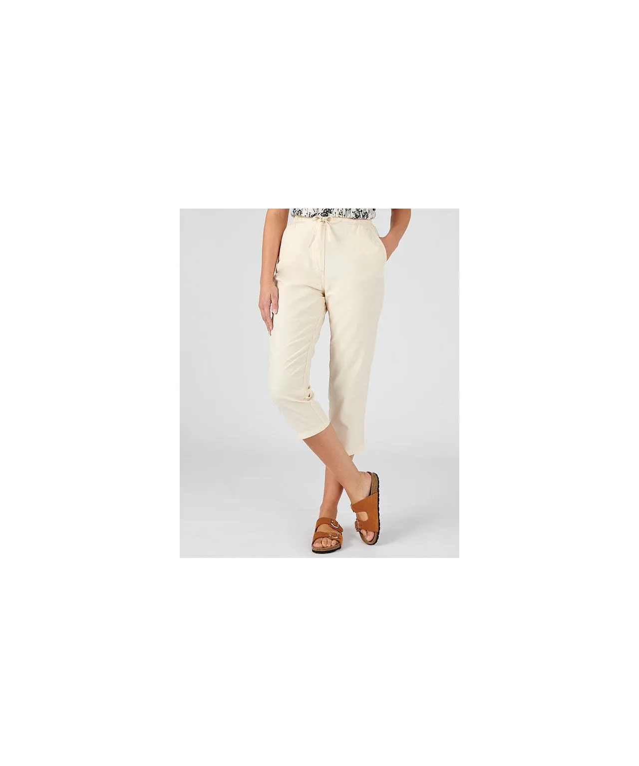 Cotton Crop Trousers Straight Leg