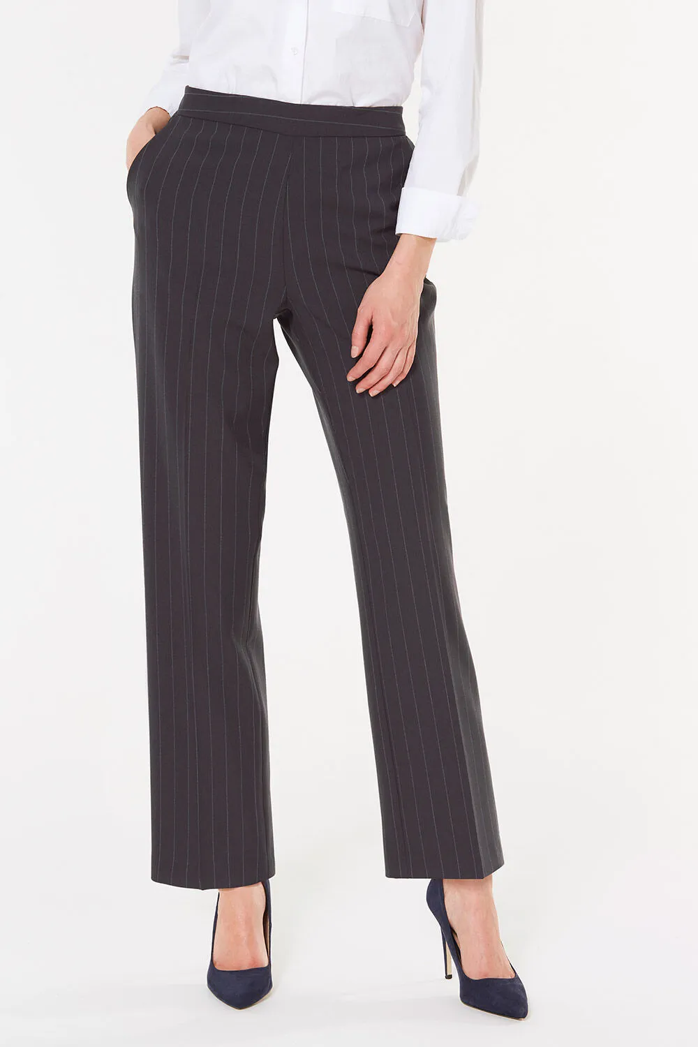 Elasticated Straight Leg Stripe Pull On Trousers